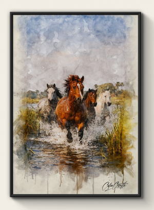 Horses Running Wild and Free